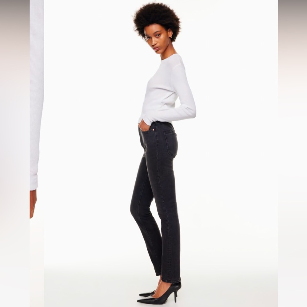 Aritzia Denim Forum The Yoko High Rise Slim Jeans 28L Size 29 Black
